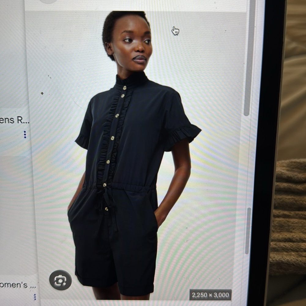 French connection Black Ruffle Button-Up romper - Picture 4 of 4